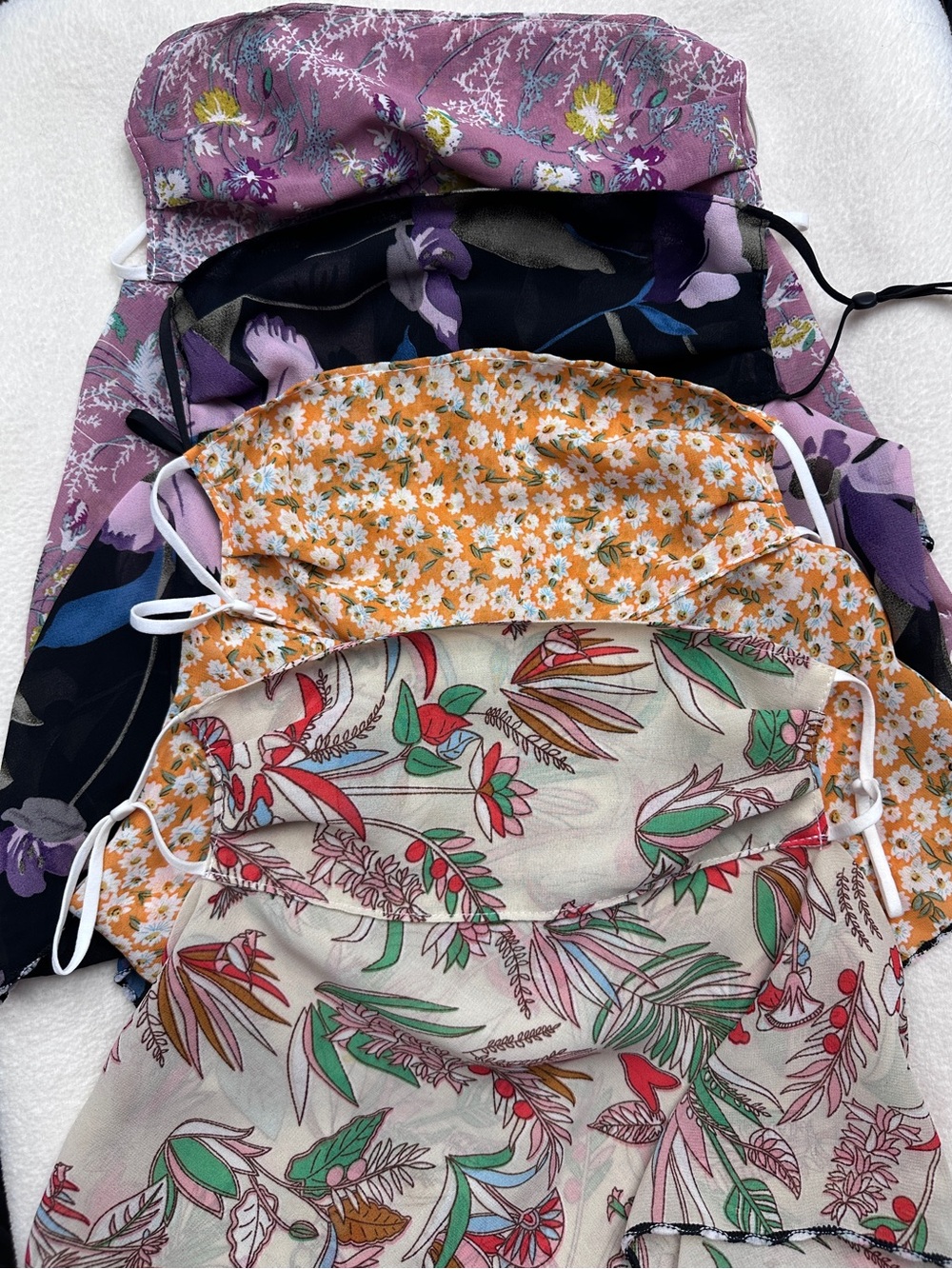 Bundle of 4 Face Mask Scarves with Adjustable Ear Straps, Filter Pockets